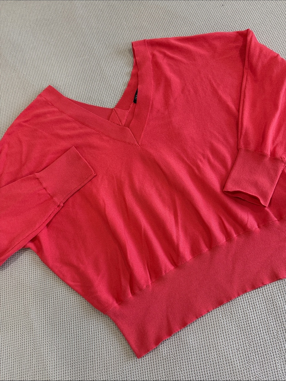 INC International Concepts Coral-Red V-Neck Pullover Sweater